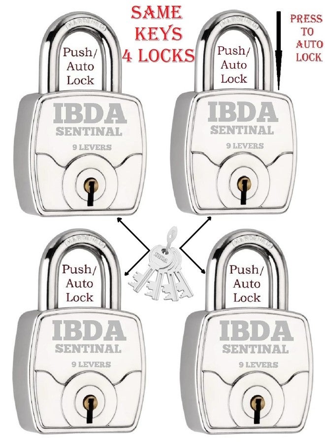 IBDA 4 Locks with Same Key | Multiple Locks with Single Key | Common Key Lock | Steel Body | Lock for Home, Shutter, gate, Door, Channel, Shop, Outdoor, Indoor | Same Key Lock Set of 4 with 4 Keys - Image 2